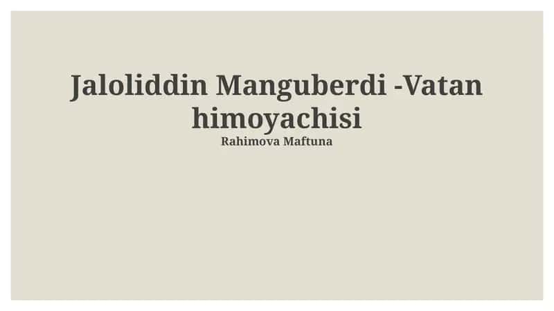 Jaloliddin Manguberdi -Vatan himoyachisi