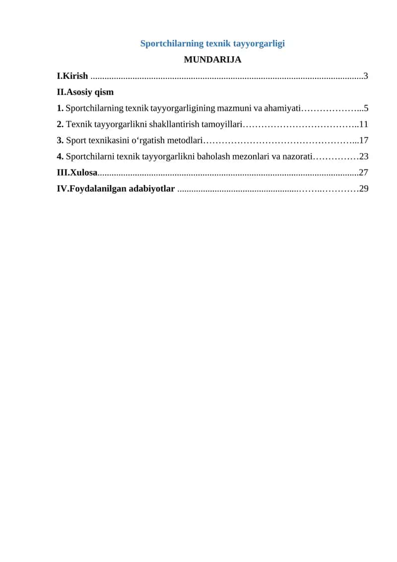 Sportchilarning texnik tayyorgarligi