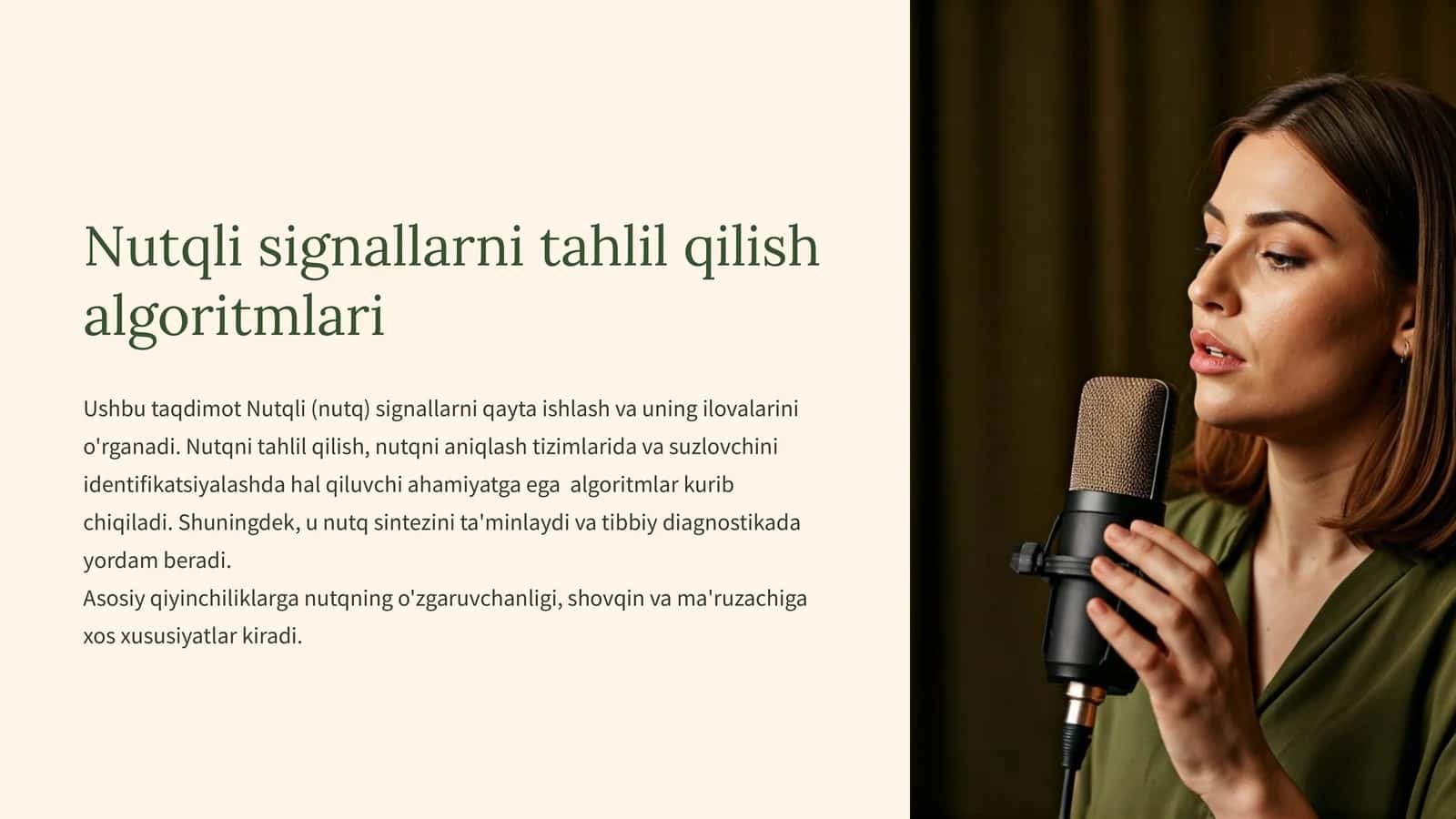 Nutqli signallarni tahlil qilish algoritmlari