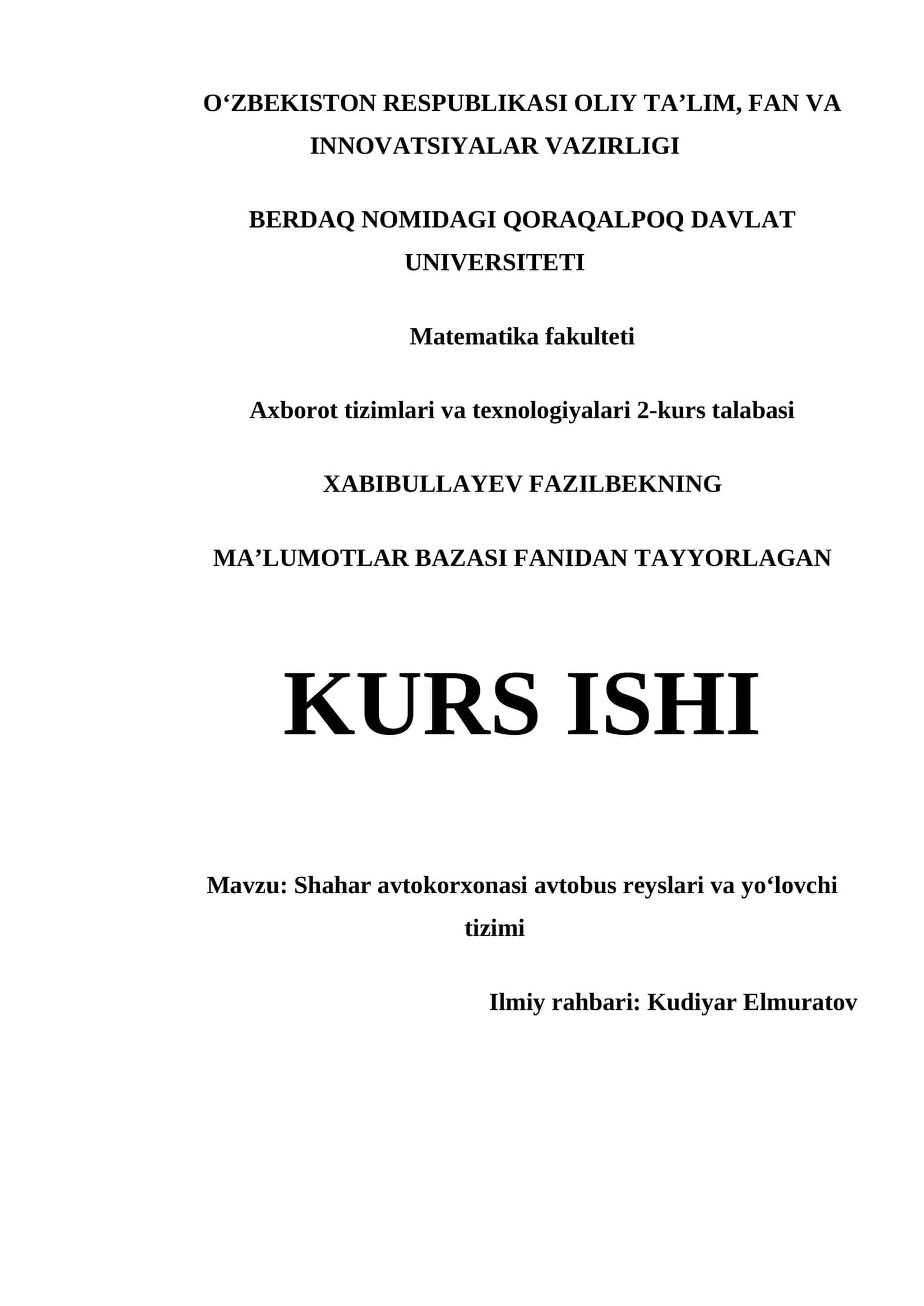 SHAHAR AVTOKORXONASI AVTOBUS REYSLARI VA YOʻLOVCHI TIZIMI