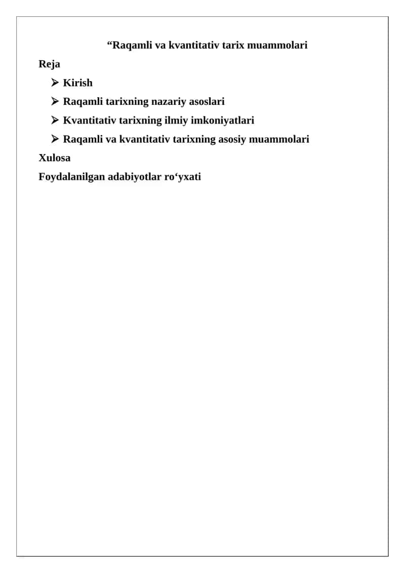 Raqamli va kvantitativ tarix muammolari