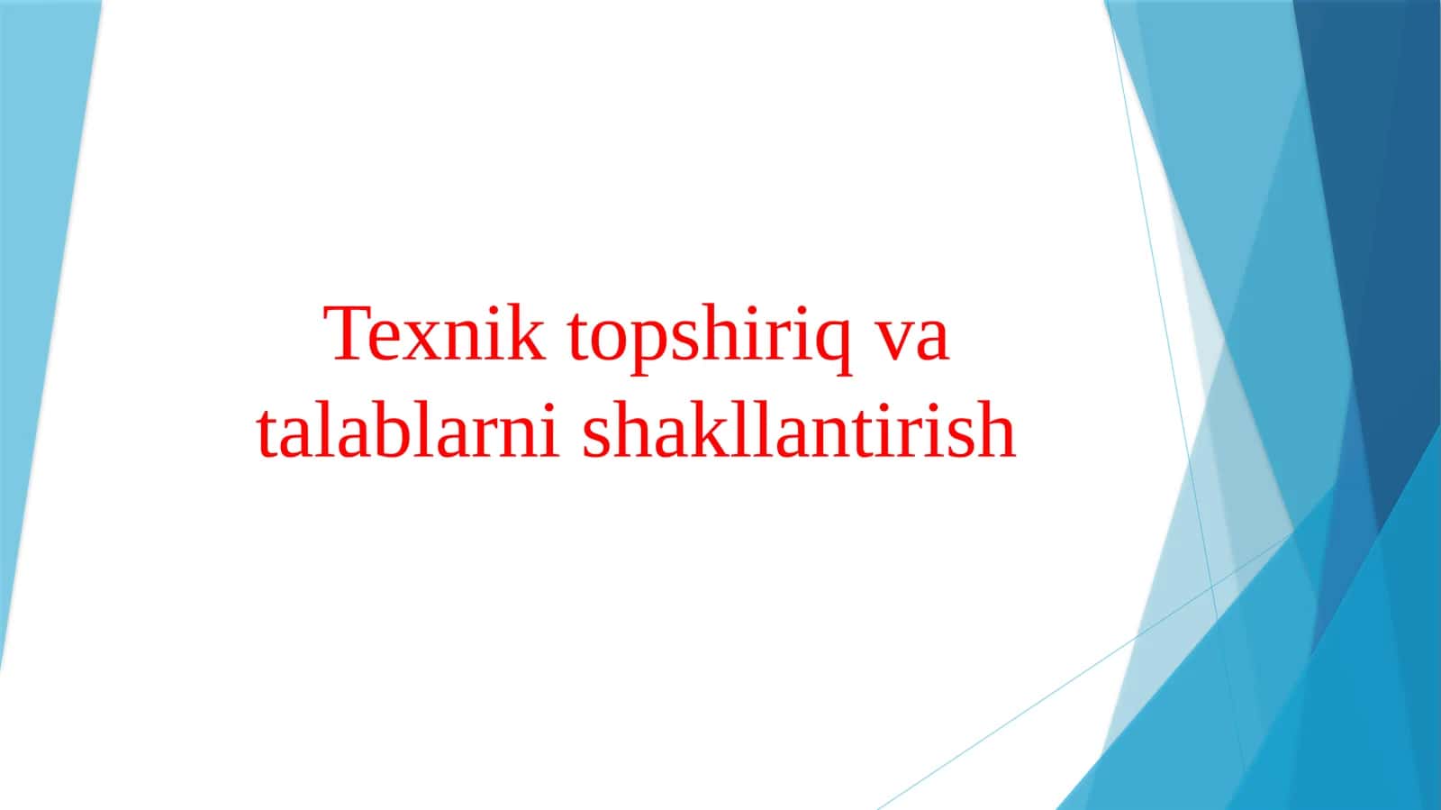 Texnik topshiriq va talablarni shakllantirish