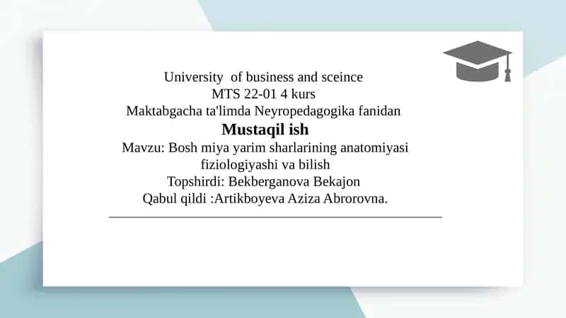 Bosh miya yarim sharlarining anatomiyasi fiziologiyashi va bilish
