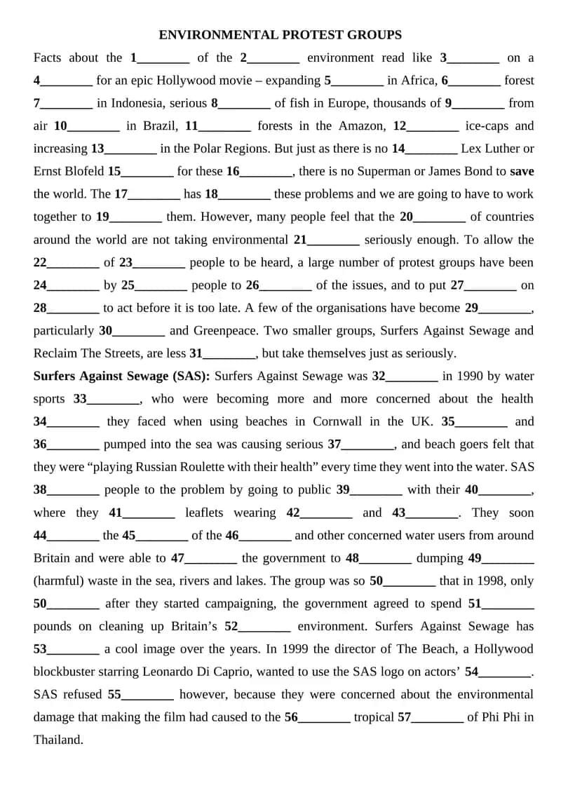 ENVIRONMENTAL PROTEST GROUPS