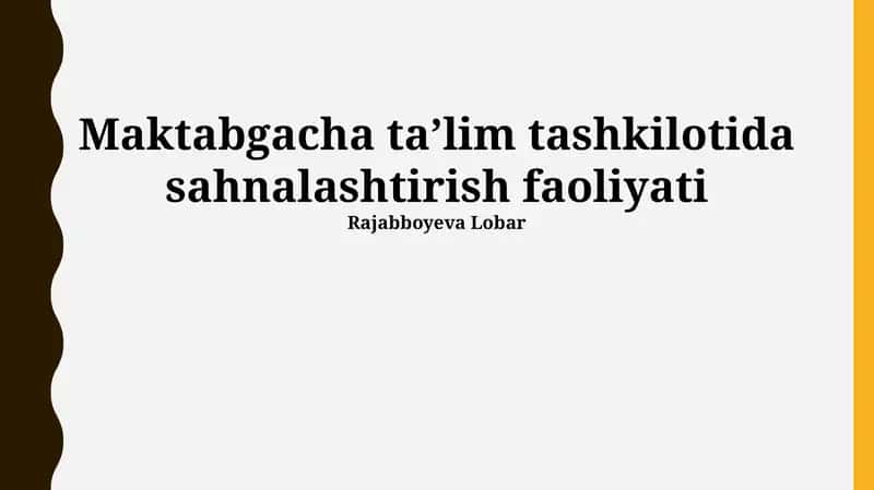 Sahnalashtirish faoliyati