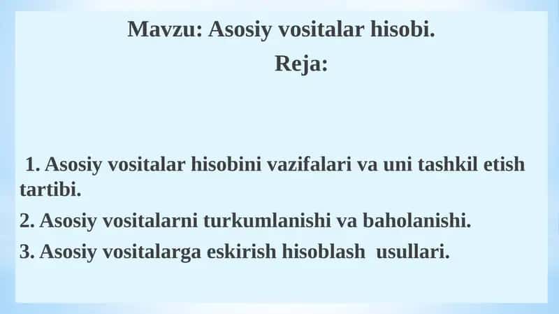Asosiyvositalarhisobi