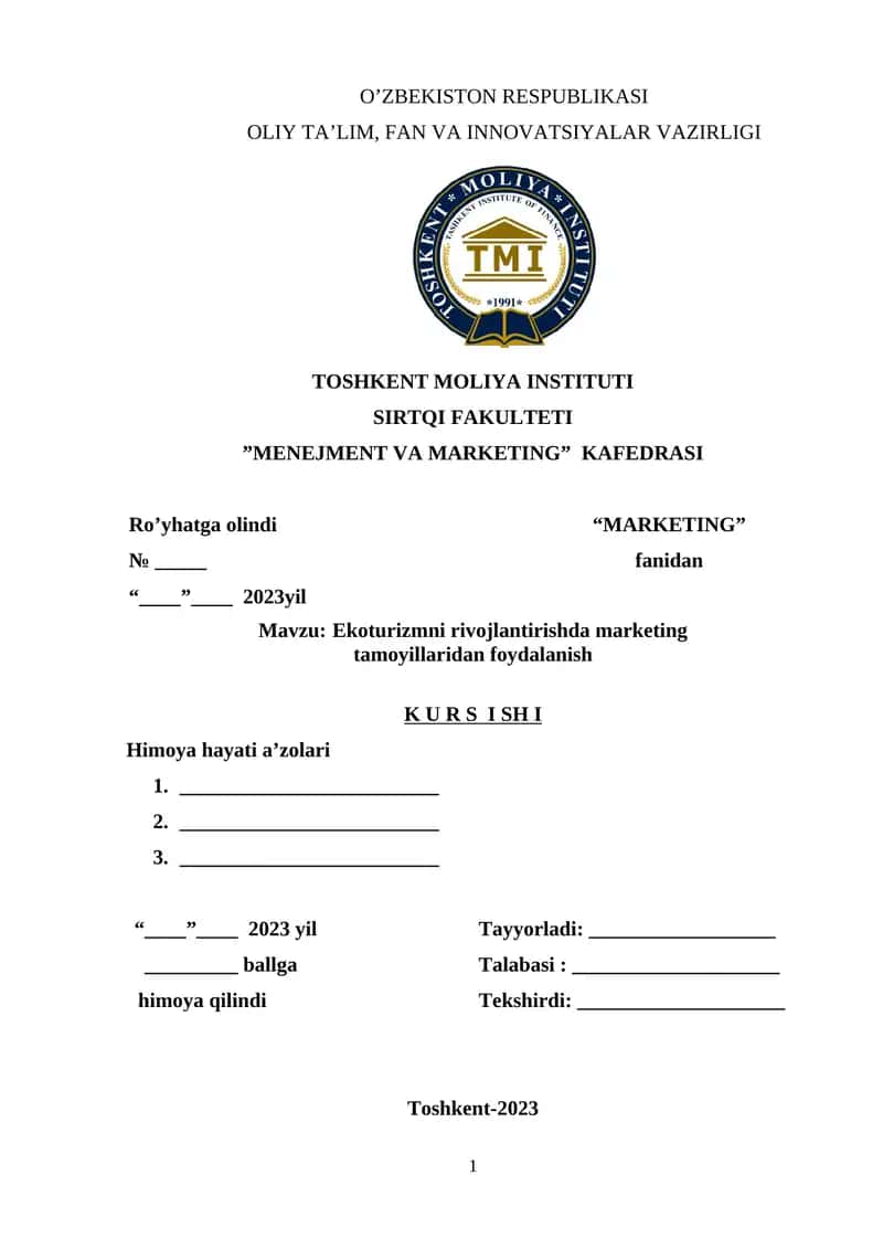 Ekoturizmni rivojlantirishda marketing tamoyillaridan foydalanish
