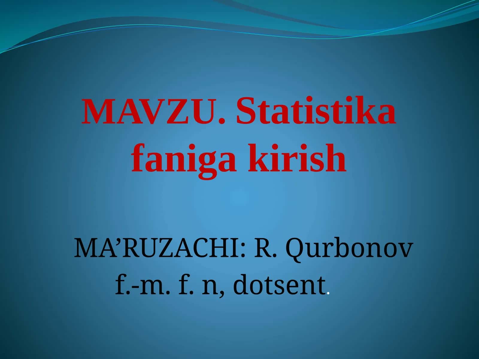 Statistikafanigakirish