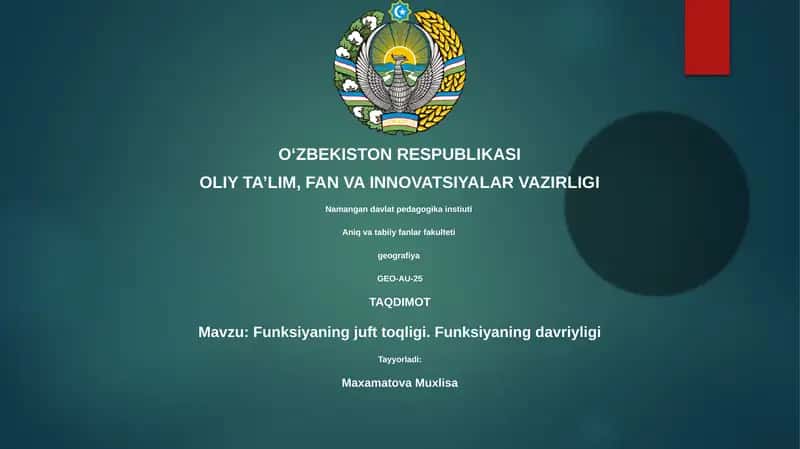 Funksiyaning juft toqligi. Funksiyaning davriyligi