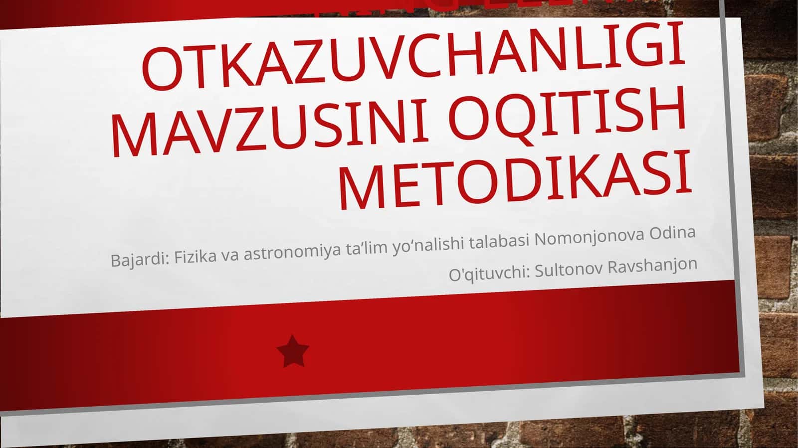 Yarimotkazgichlarning elektr otkazuvchanligi mavzusini oqitish metodikasi