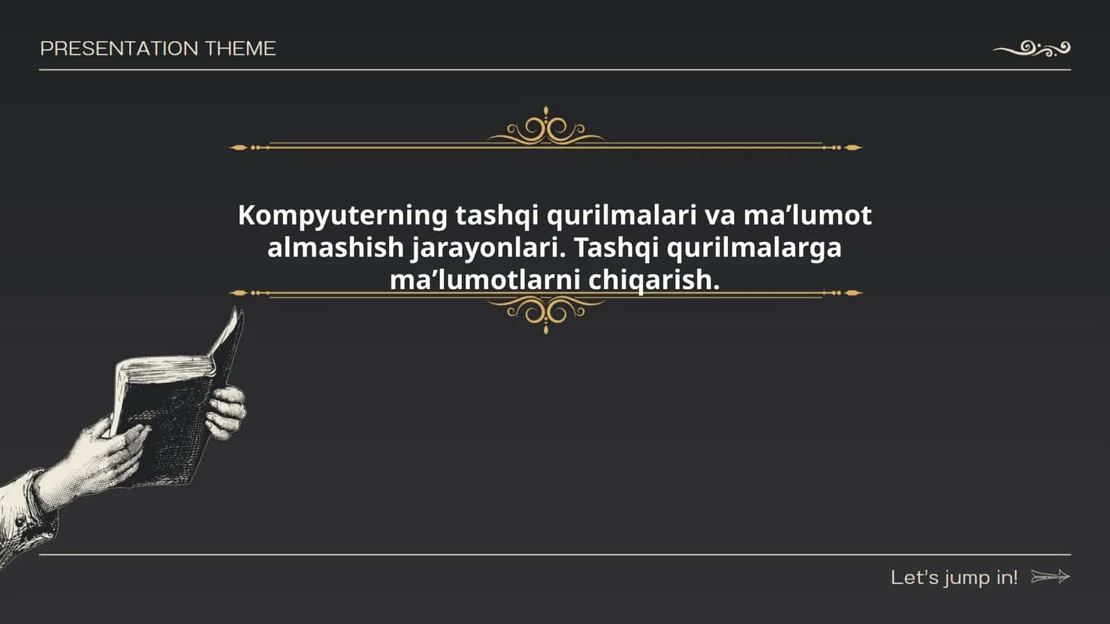 Kompyuterning tashqi qurilmalari va maʼlumot almashish jarayonlari. Tashqi qurilmalarga maʼlumotlarni chiqarish