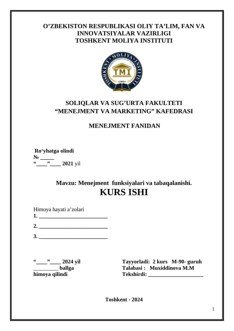 Menejment funksiyalari va tabaqalanishi