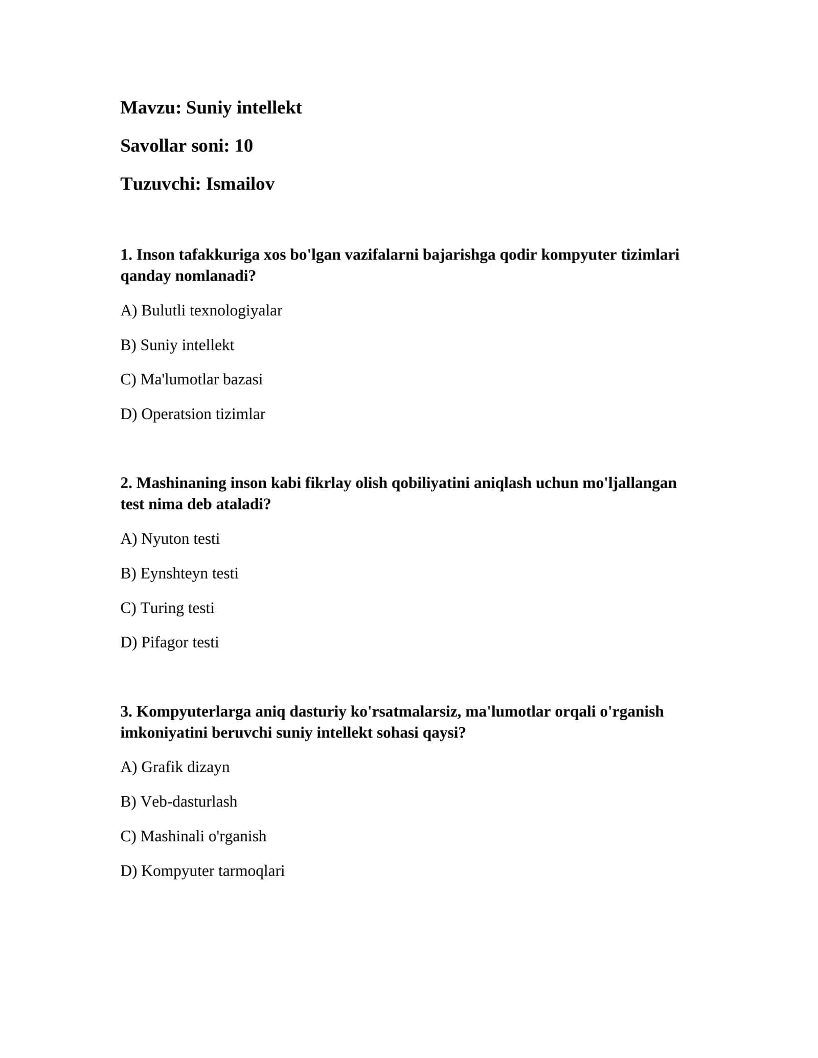 Suniy intellekt