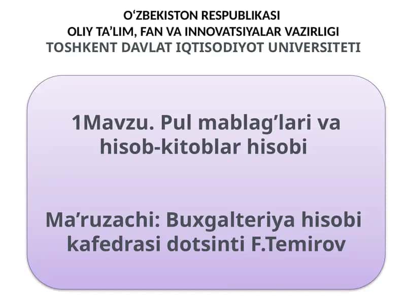 Pulmablag‘lar va hisob-kitoblar
