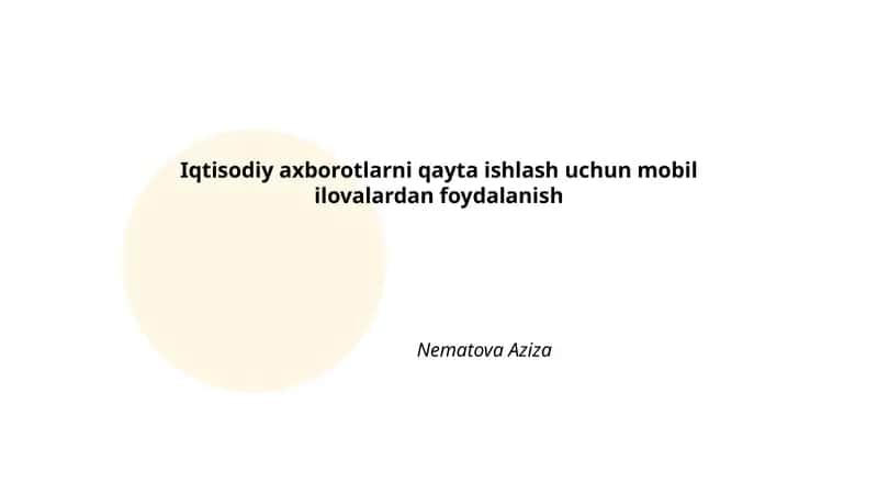 Mobil ilovalar va iqtisodiy axborotlar