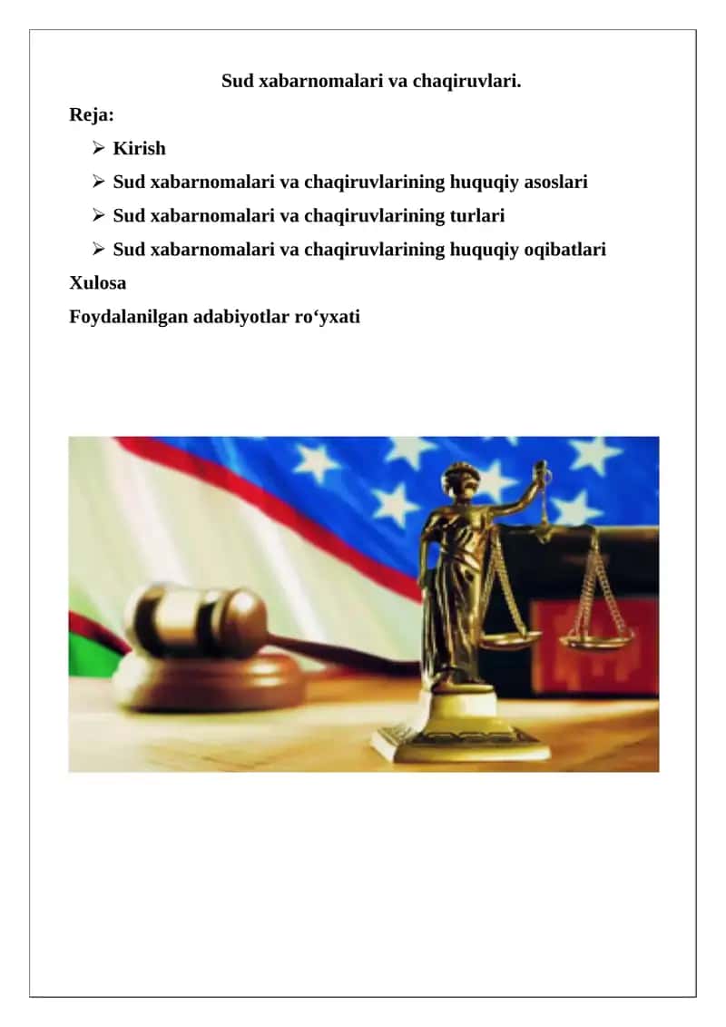 Sud xabarnomalari va chaqiruvlari