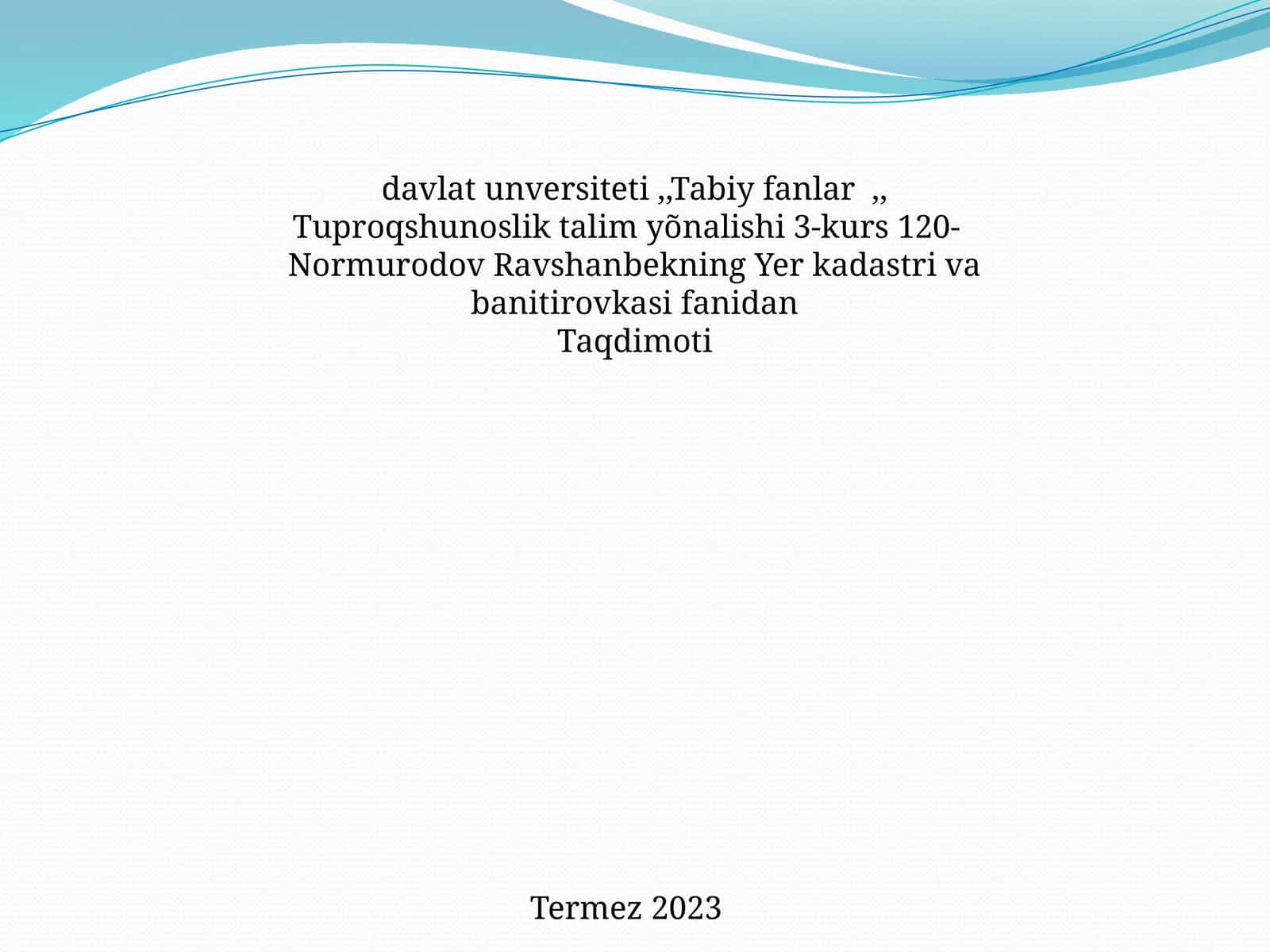 Tuproqshunoslik talim yõnalishi