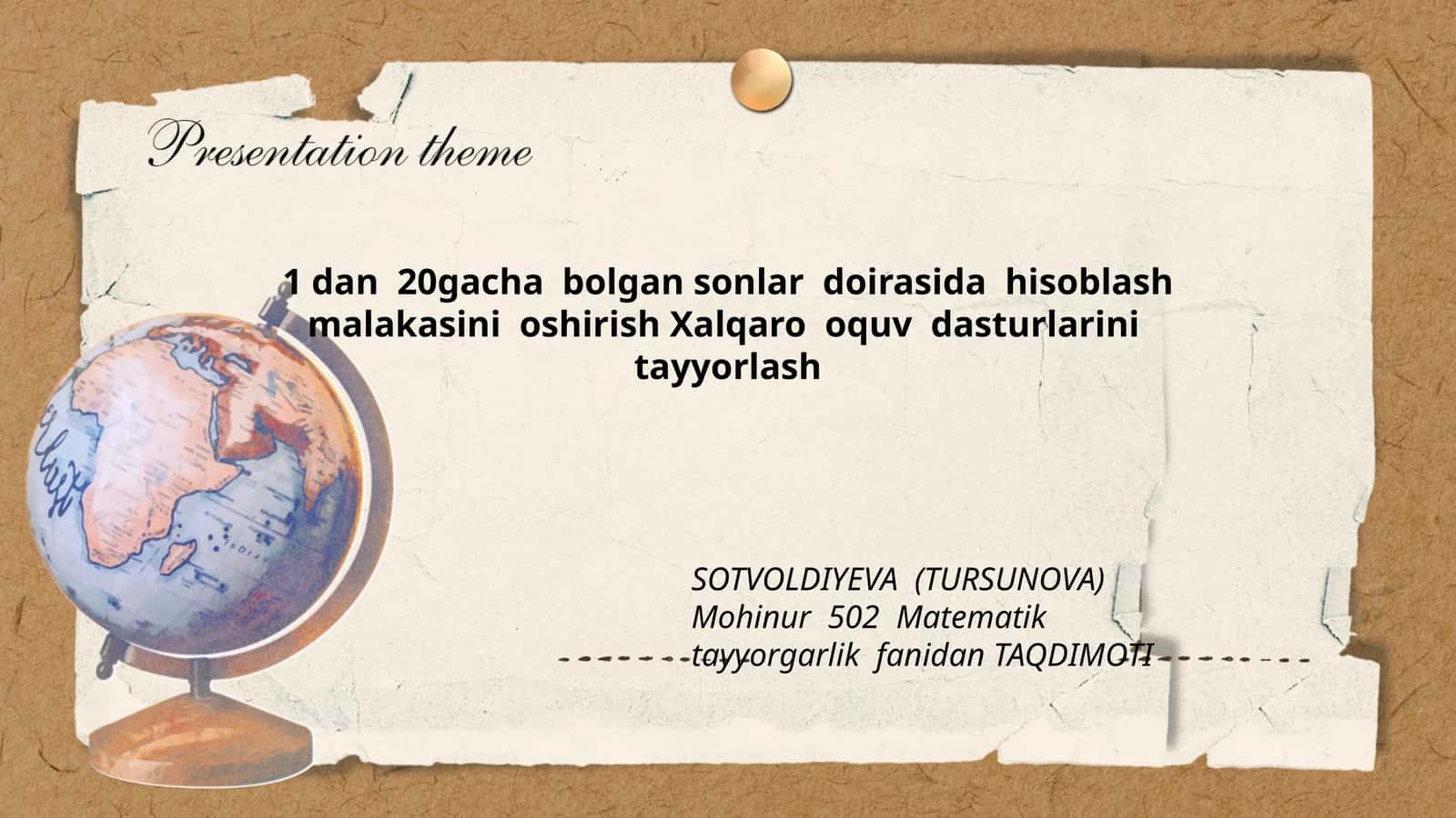 Matematik tayyorgarlik fanidan TAQDIMOTI