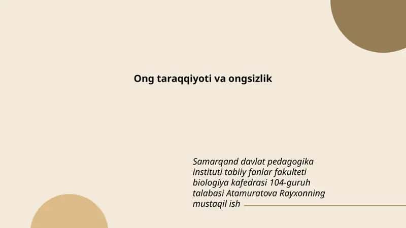 Ong taraqqiyoti va ongsizlik