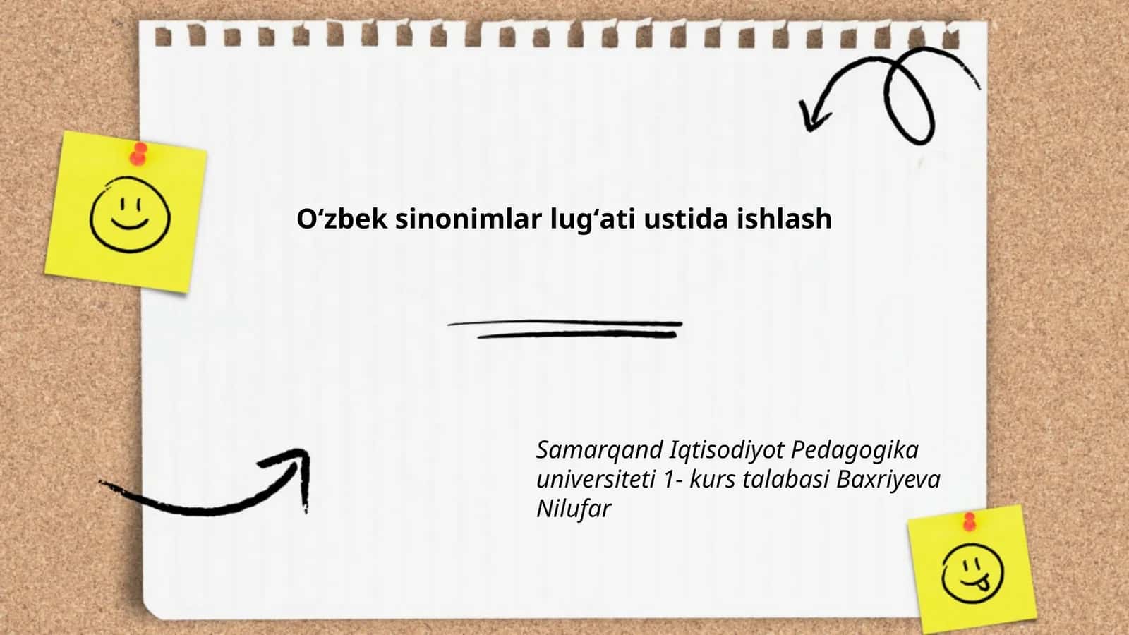 Oʻzbek sinonimlar lugʻati ustida ishlash