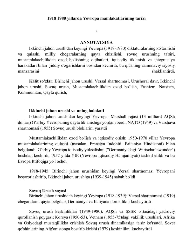 Yevropa mamlakatlarining tarixi