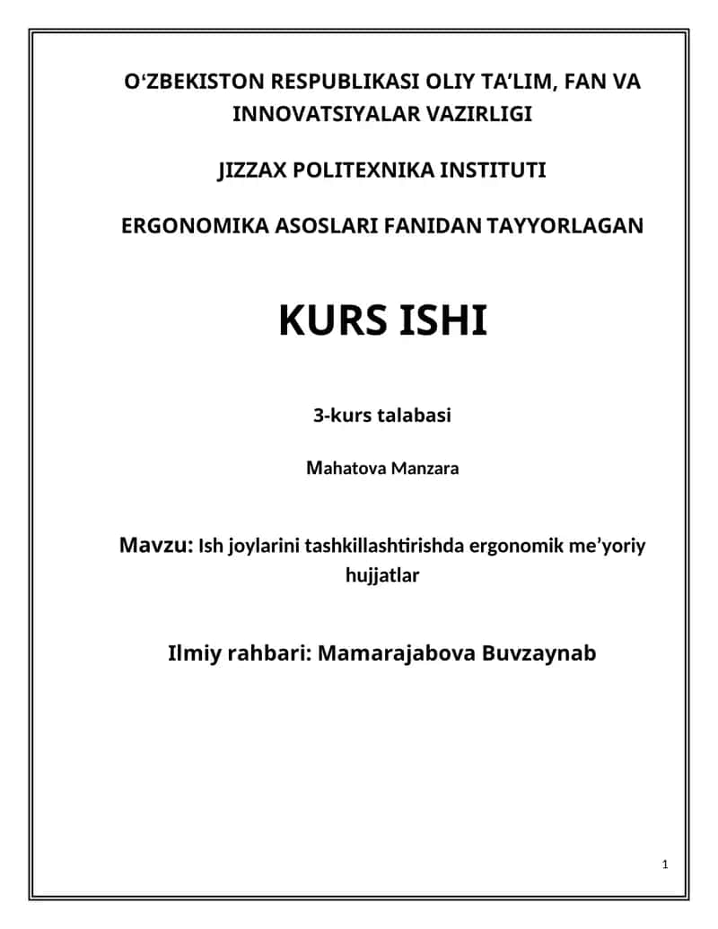 ergonomika asoslari