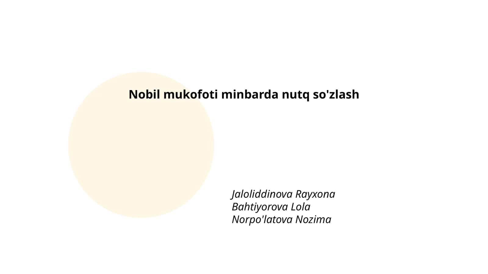 Nobil mukofoti minbarda nutq so'zlash