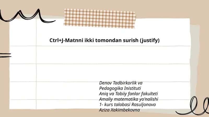 Matnni ikki tomondan surish (justify)