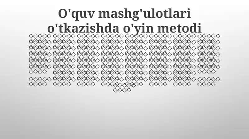 O'quv mashg'ulotlari o'tkazishda o'yin metodi
