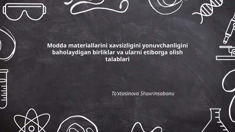 Modda materiallarini xavsizligini yonuvchanligini baholaydigan birliklar va ularni etiborga olish talablari