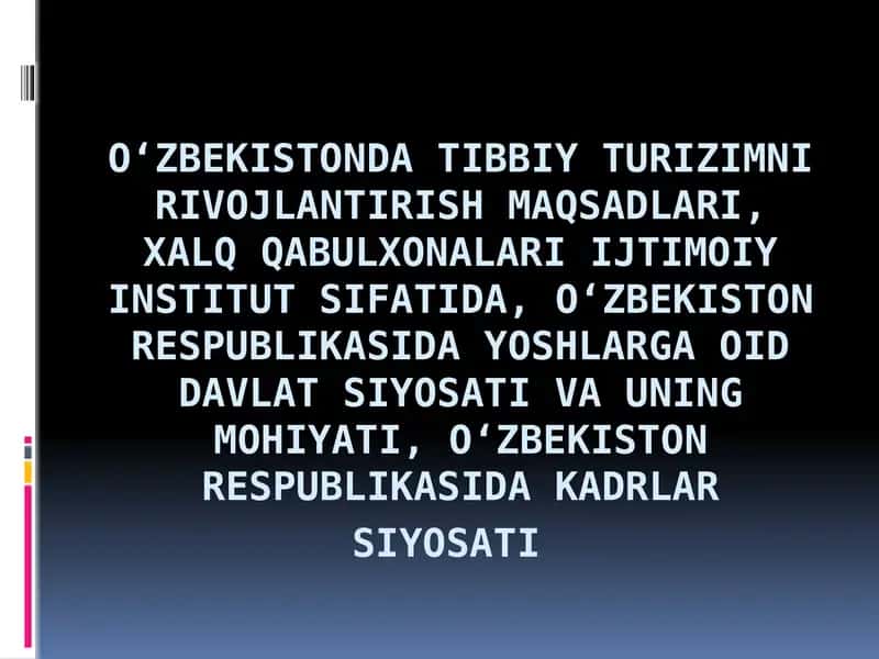 O‘zbekistondagi Tibbiyot Turizmi