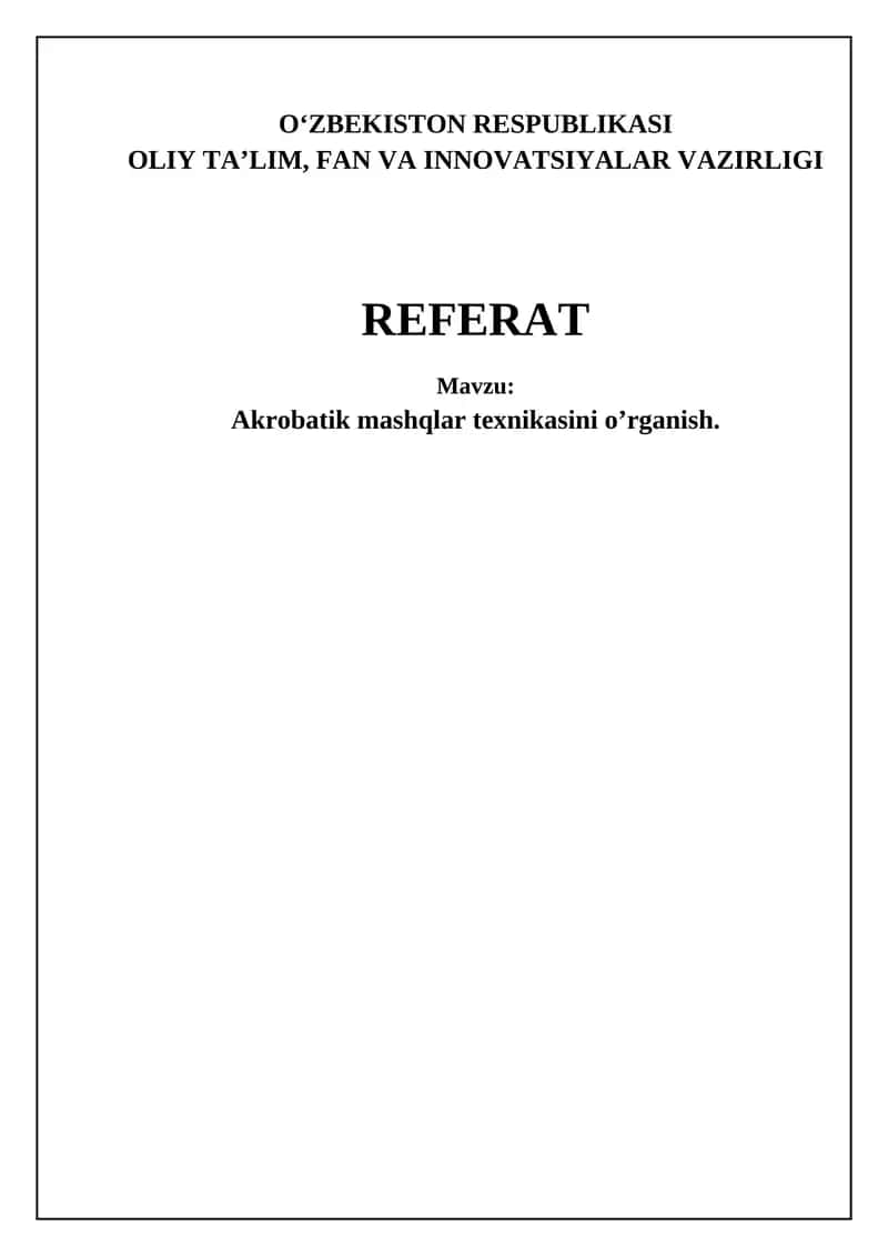 Akrobatik Mashqlar Texnikasi