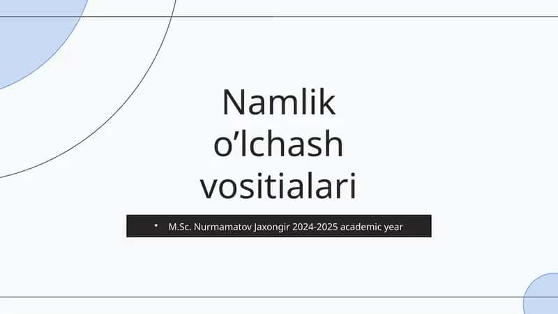 Namlikni o’lchash vositialari