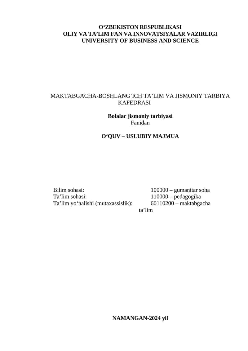 Bolalar jismoniy tarbiyasi