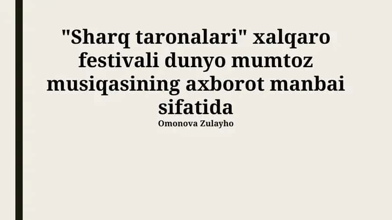 Sharq taronalari xalqaro festivali