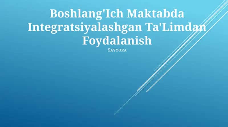 Integratsiyalashgan Ta'lim