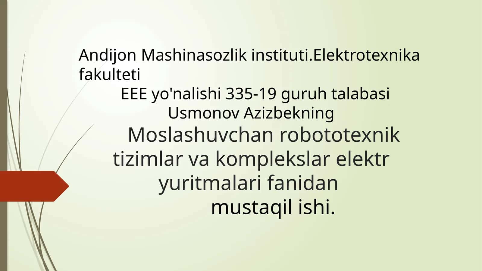 Elektrotexnika fakulteti EEE yo'nalishi