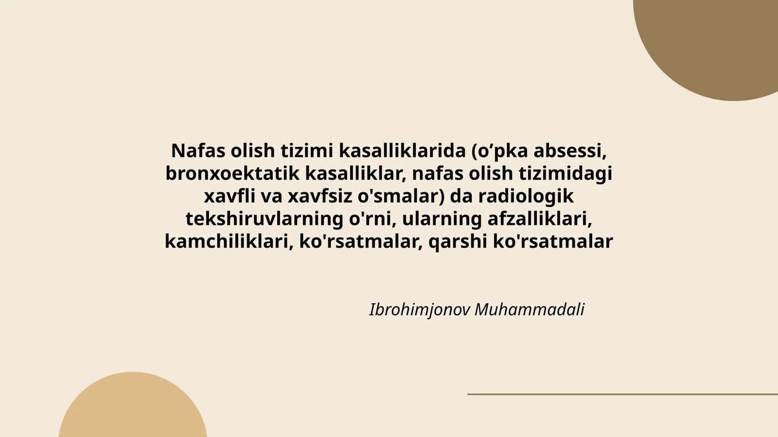 Nafas olish tizimi kasalliklarida
