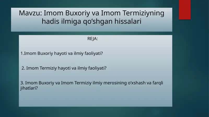 Imom Buxoriy va Imom Termiziyning hadisilmi