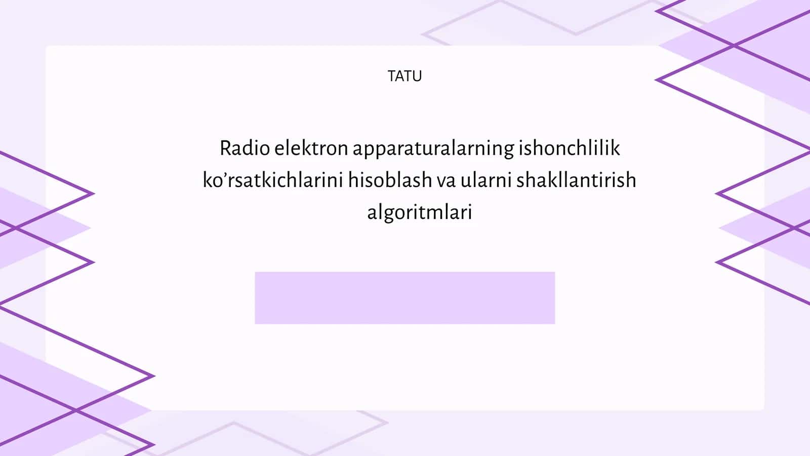 Radio elektron apparaturalarning ishonchlilik koʼrsatkichlarini hisoblash va ularni shakllantirish algoritmlari