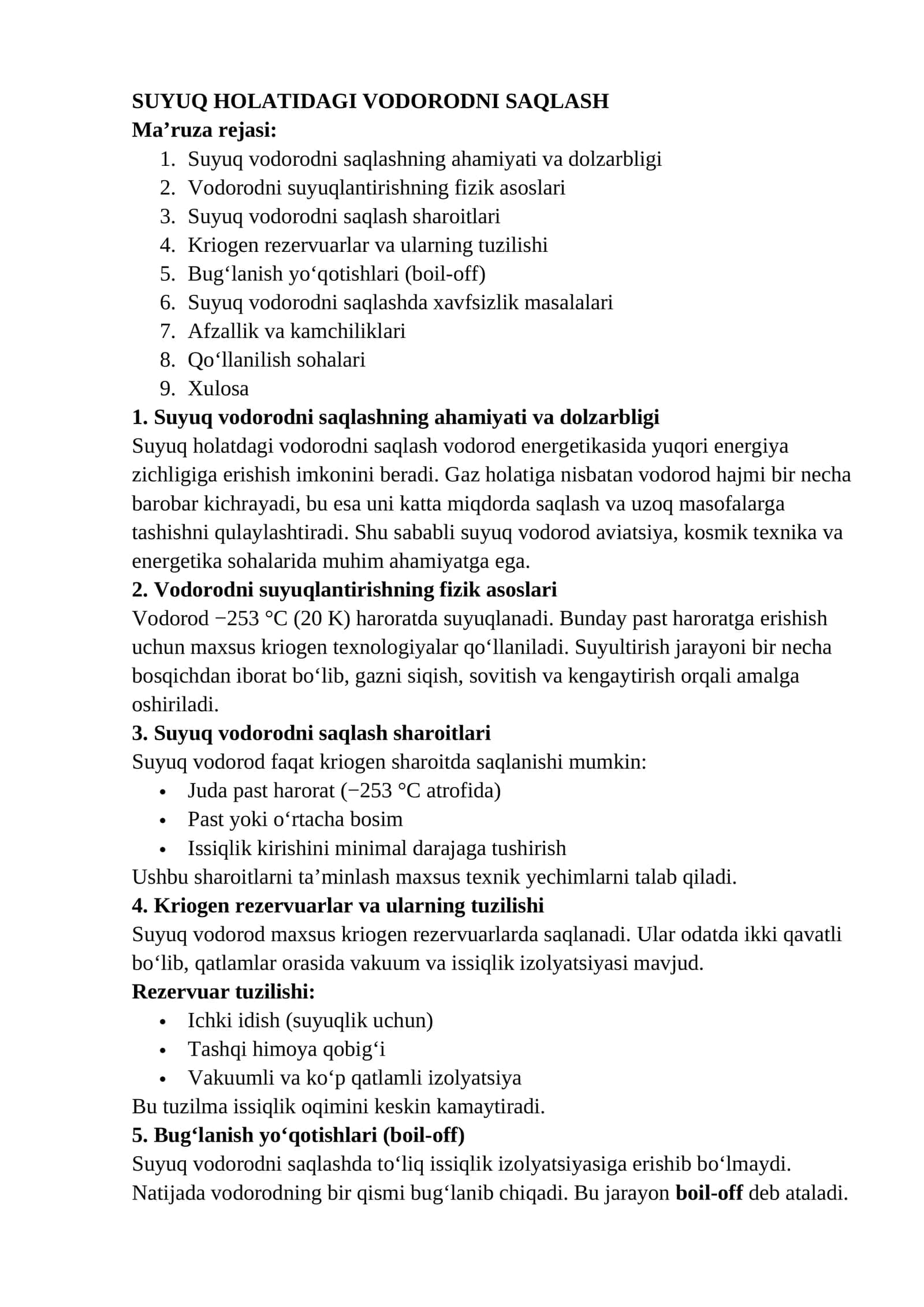 Vodorodni saqlash