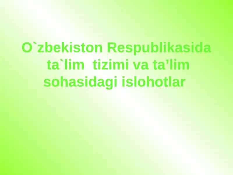 Uzluksiz ta’lim kadrlar tayyorlash tizimi