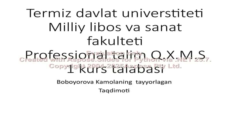 Boboyorova Kamolanning Tayyorlagan Taqdimoti