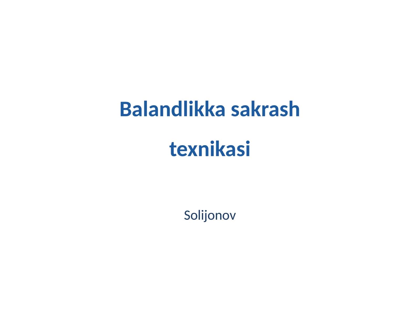 Balandlikka sakrash texnikasi