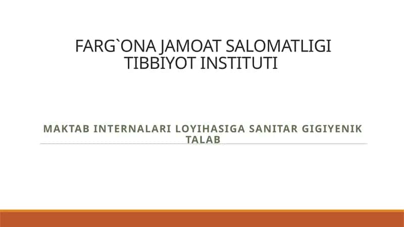 FARG`ONA JAMOAT SALOMATLIGI TIBBIYOT INSTITUTI