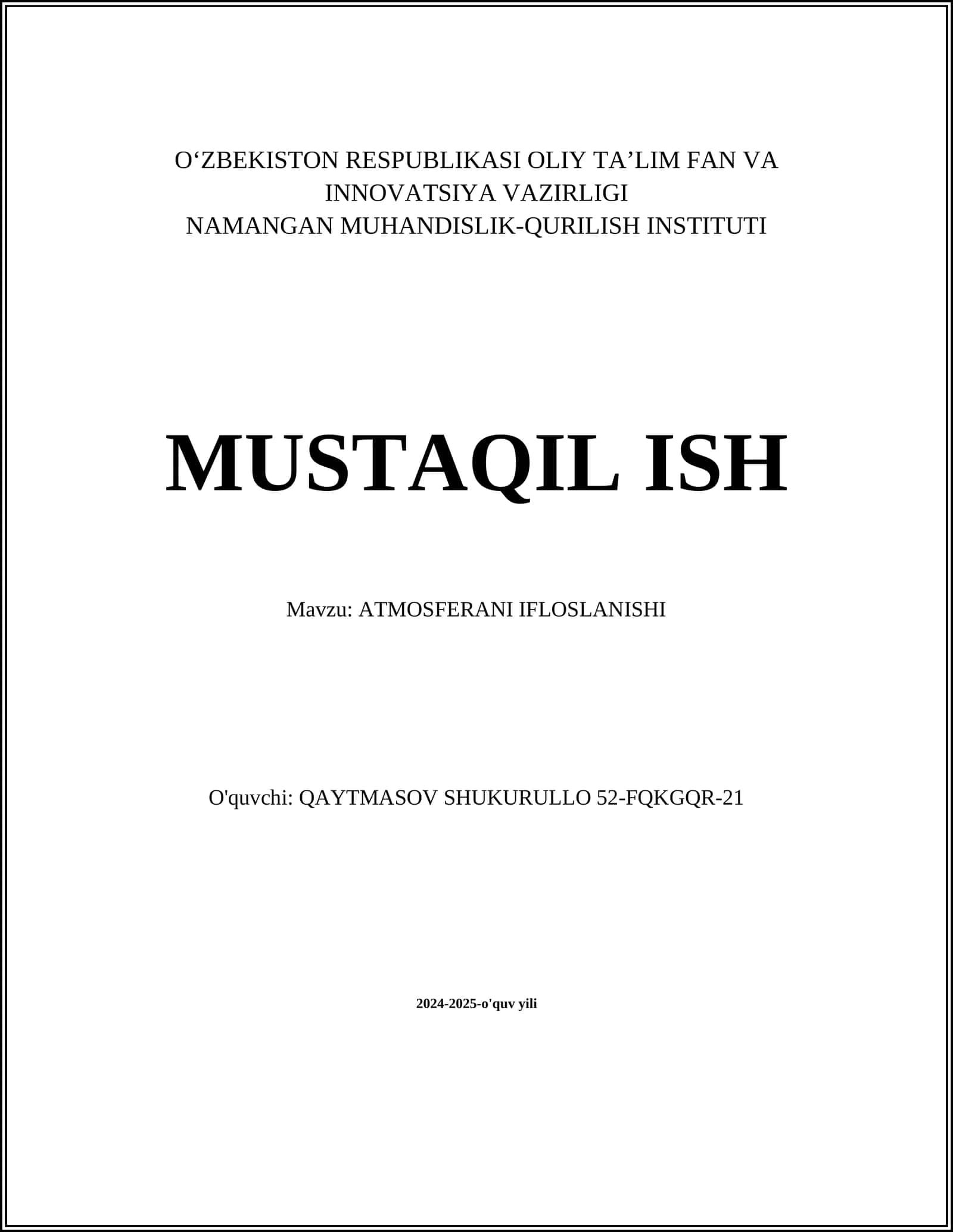 ATMOSFERANI IFLOSLANISHI