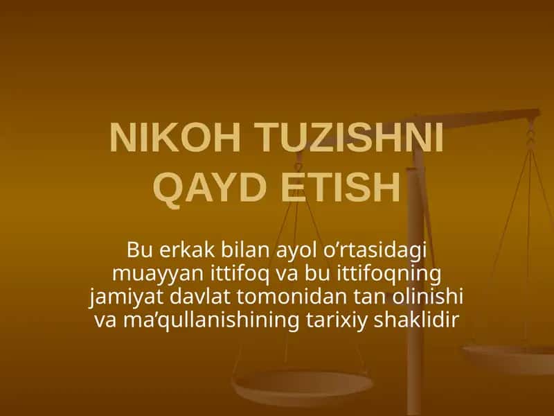 NIKOH TUZISHNI QAYD ETISH