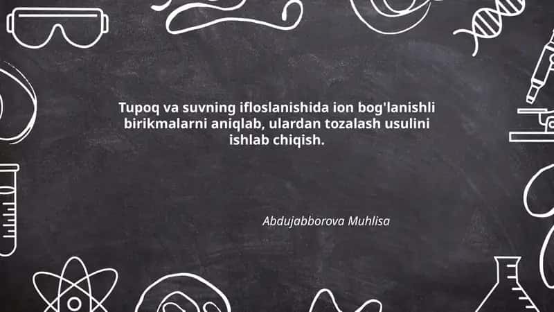 Tupoq va suvning ifloslanishida ion bog'lanishli birikmalarni aniqlash