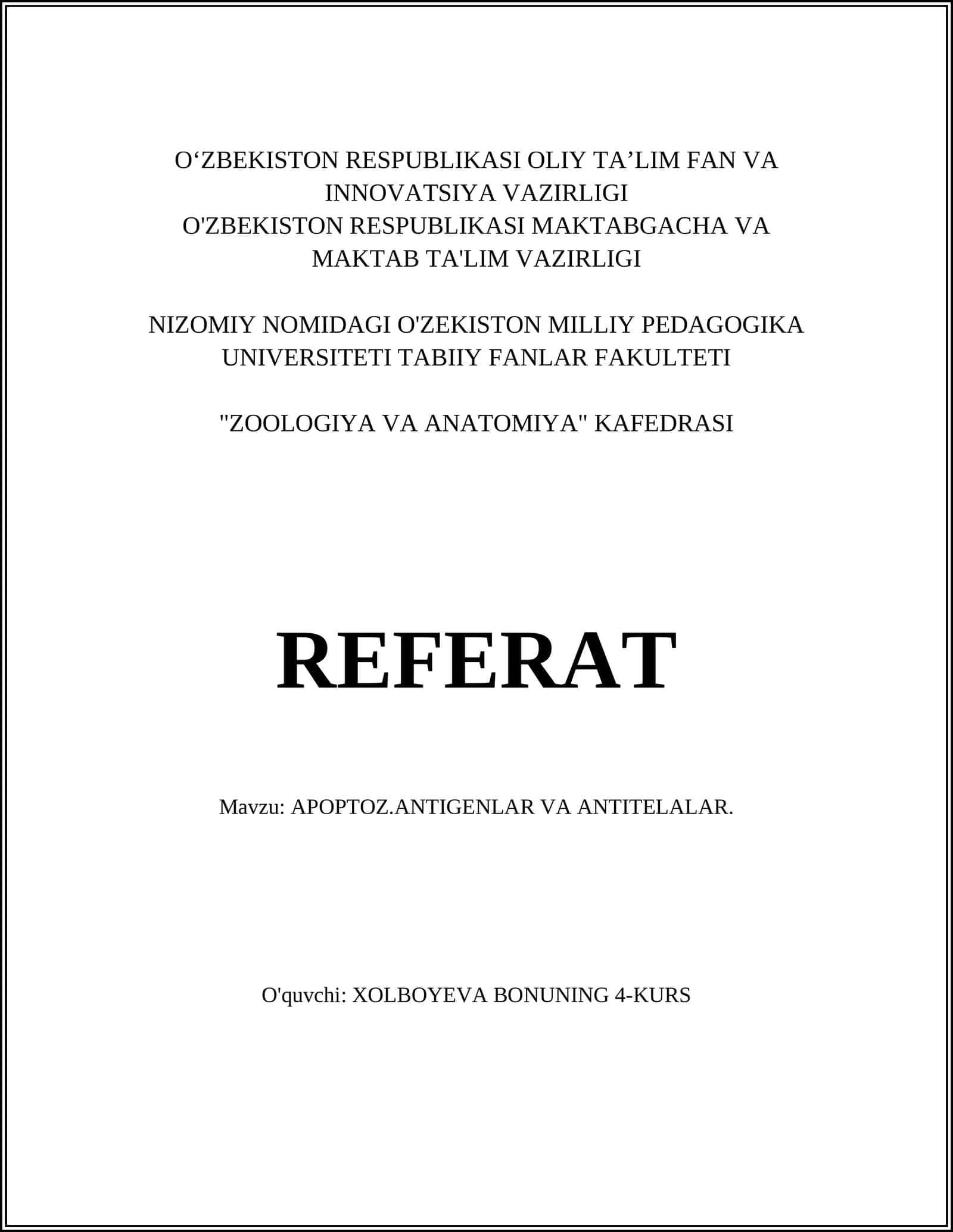 APOPTOZ.ANTIGENLAR VA ANTITELALAR