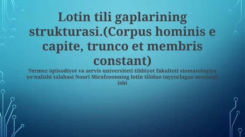Lotin tili gaplarining strukturasi